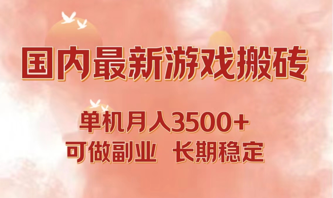 国内最新游戏打金搬砖，单机月入3500+可做副业 长期稳定-随风资源网