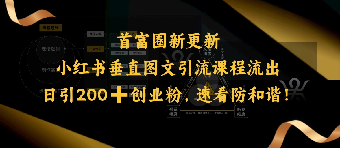 小红书垂直图文引流课程流出，日引200+创业粉，速看防和谐-随风资源网