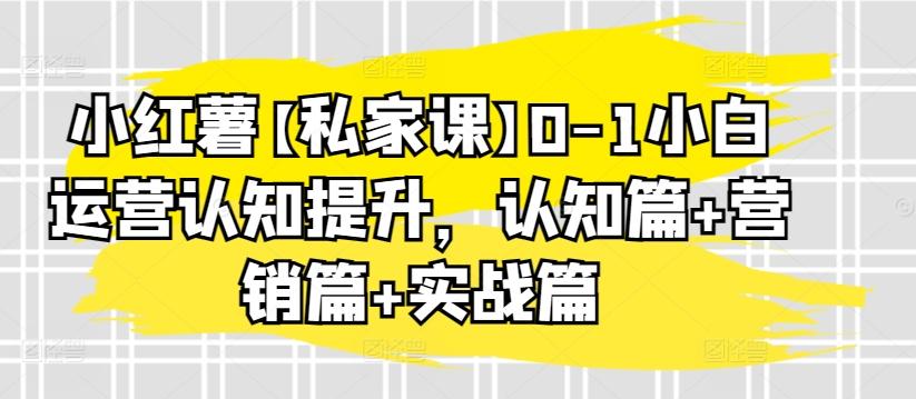 小红薯【私家课】0-1小白运营认知提升，认知篇+营销篇+实战篇-随风资源网