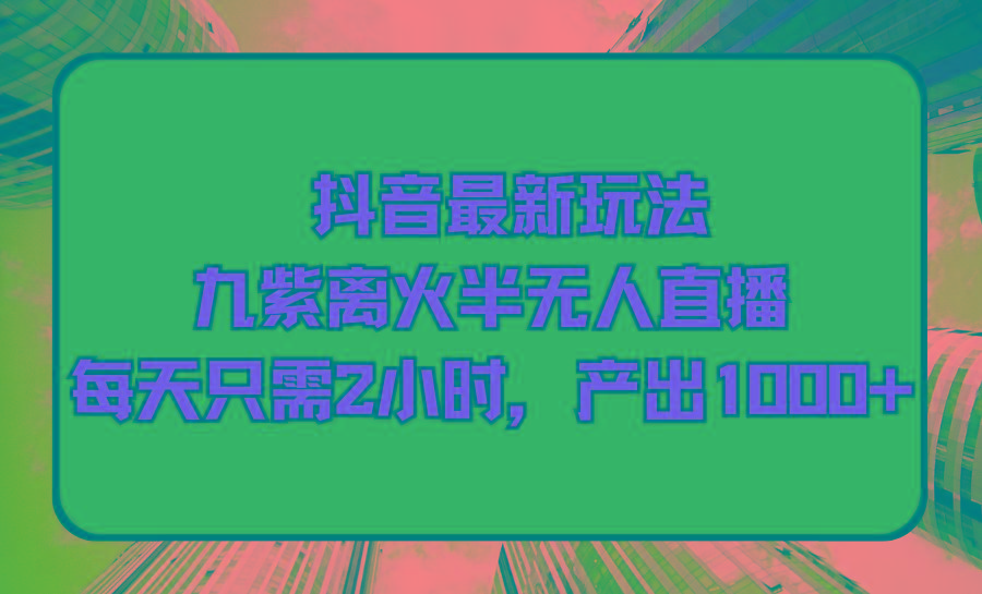 (9619期)抖音最新玩法，九紫离火半无人直播，每天只需2小时，产出1000+-随风资源网