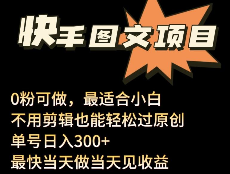 24年最新快手图文带货项目，零粉可做，不用剪辑轻松过原创单号轻松日入300+【揭秘】-随风资源网