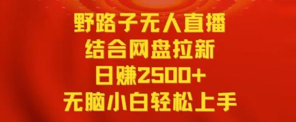 野路子无人直播结合网盘拉新，日赚2500+，小白无脑轻松上手【揭秘】-随风资源网