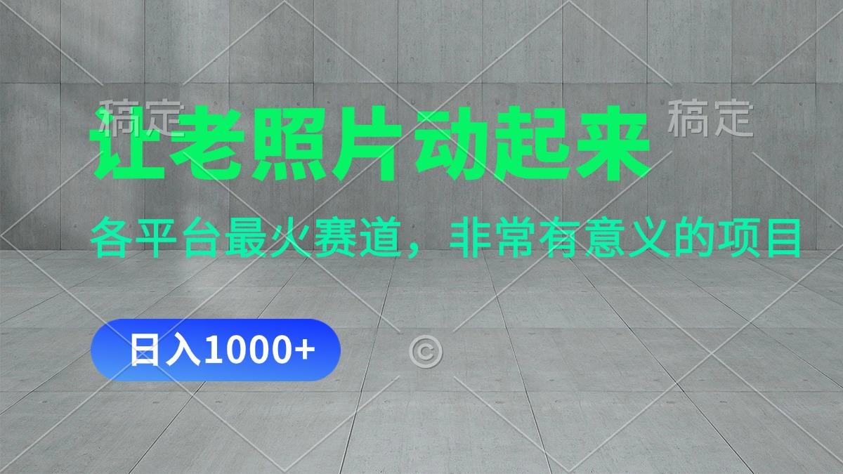 让老照片动起来，一天变现1000+，各平台最火赛道，看完就会-随风资源网