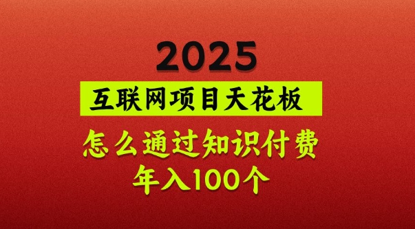 2025项目天花板，普通怎么通过知识付费翻身，年入百个【揭秘】-随风资源网