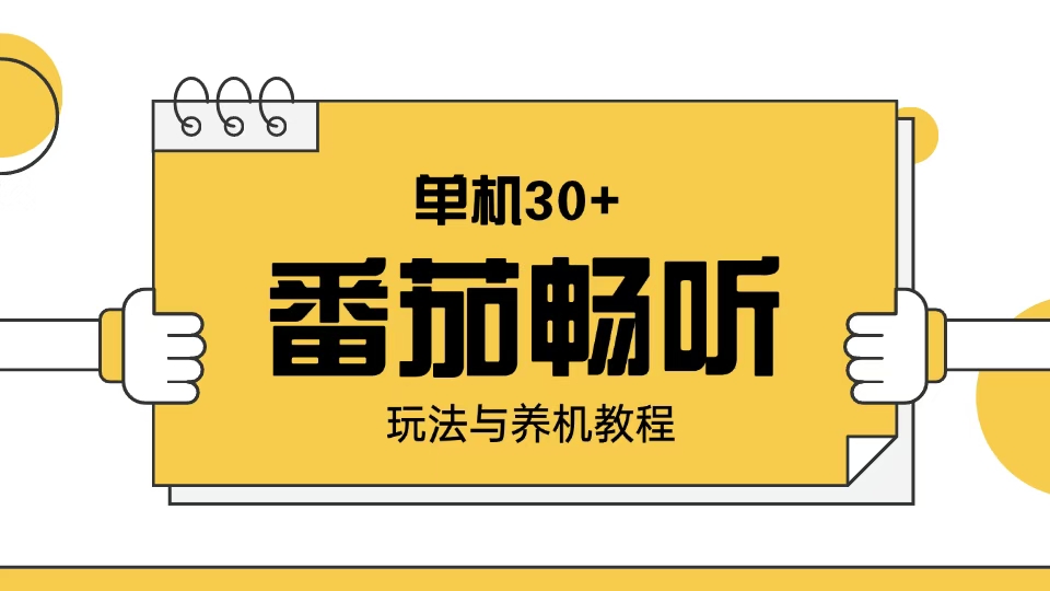 番茄畅听玩法与养机教程：单日日入30+。-随风资源网