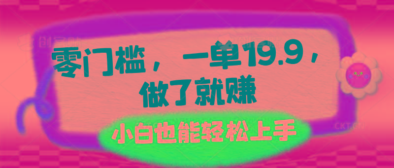 零门槛，一单19.9，做了就赚，小白也能轻松上手-随风资源网