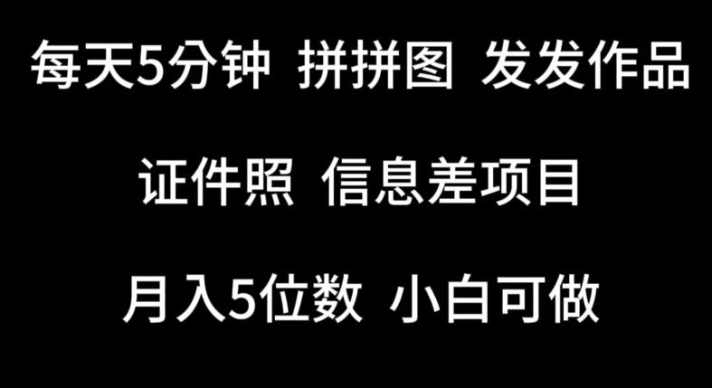 每天5分钟，拼拼图发发作品，证件照信息差项目，小白可做【揭秘】-随风资源网