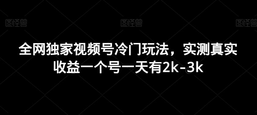 全网独家视频号冷门玩法，实测真实收益一个号一天有2k-3k-随风资源网
