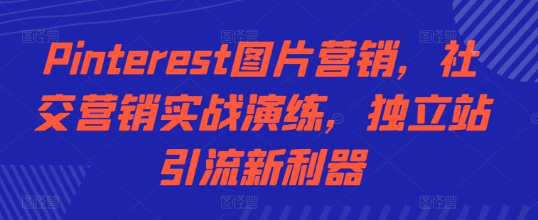 Pinterest图片营销，社交营销实战演练，独立站引流新利器-随风资源网