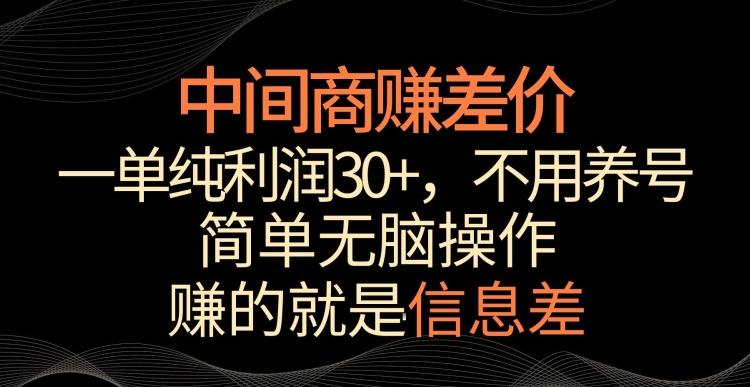 中间商赚差价，一单纯利润30+，简单无脑操作，赚的就是信息差，轻轻松松日入1000+【揭秘】-随风资源网