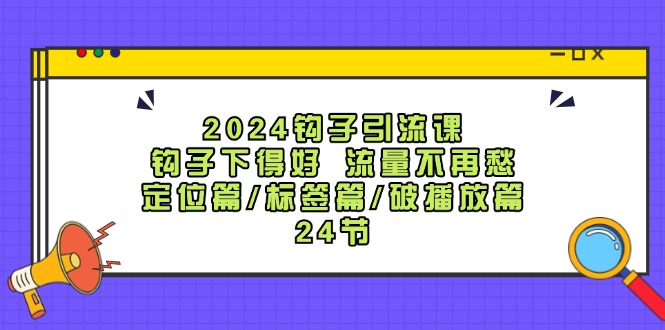 2024钩子引流课：钩子下得好流量不再愁，定位篇/标签篇/破播放篇/24节-随风资源网