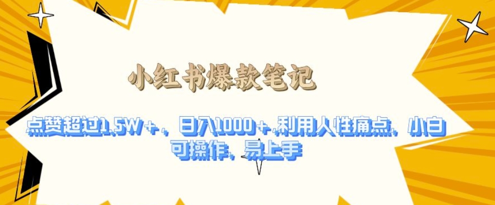 利用人性的痛点，打造爆款笔记，获得点赞超过1.5W+，日入1k【揭秘】-随风资源网