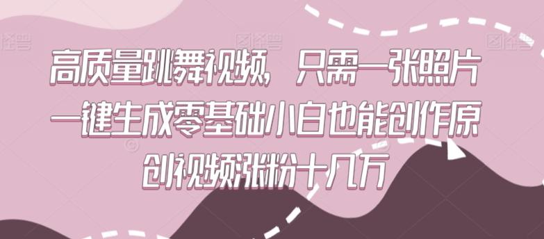 高质量跳舞视频，只需一张照片一键生成零基础小白也能创作原创视频涨粉十几万【揭秘】-随风资源网