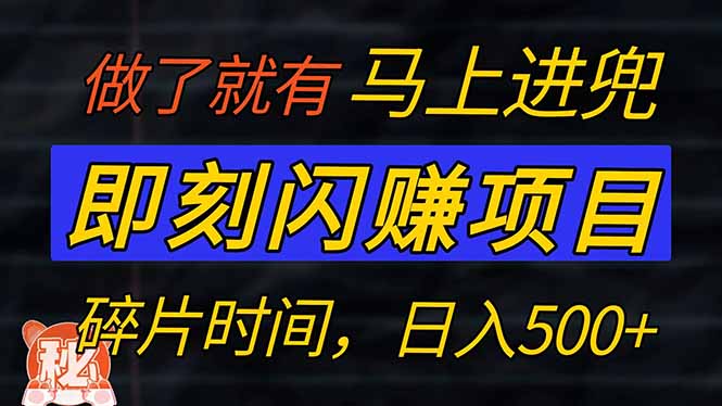 零门槛 即刻闪赚项目！！！仅手机操作，利用碎片时间，轻松日赚500+-随风资源网