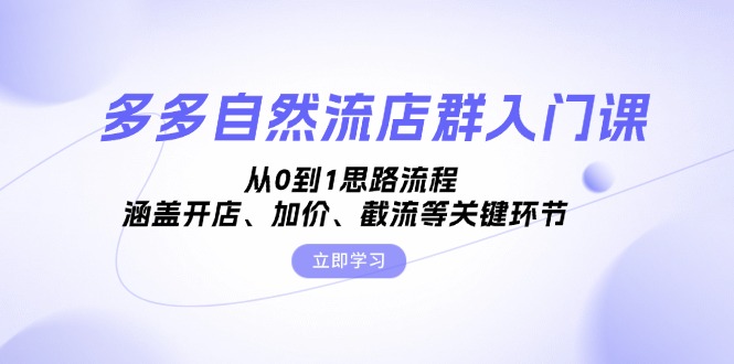 多多自然流店群入门课，从0到1思路流程，涵盖开店、加价、截流等关键环节-随风资源网