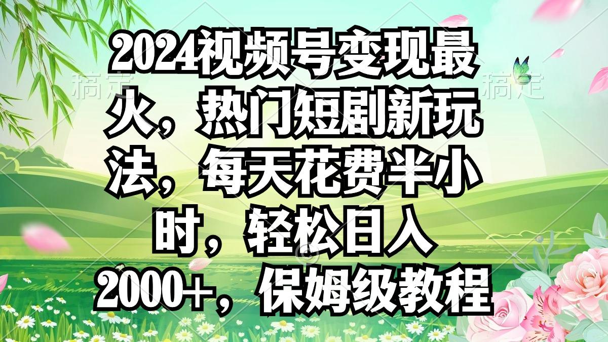2024视频号变现最火，热门短剧新玩法，每天花费半小时，轻松日入2000+，…-随风资源网