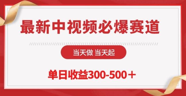 最新中视频必爆赛道，当天做当天起，单日收益300-500+【揭秘】-随风资源网