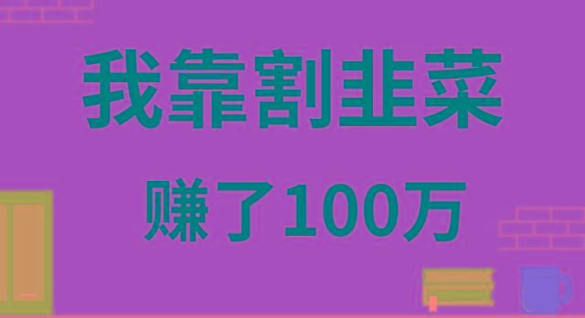 我靠割韭菜赚了 100 万-随风资源网