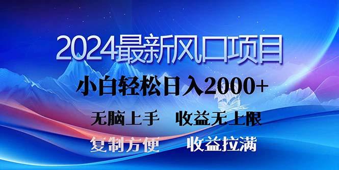 2024最新风口！三分钟一条原创作品，日入2000+，小白无脑上手，收益无上限-随风资源网