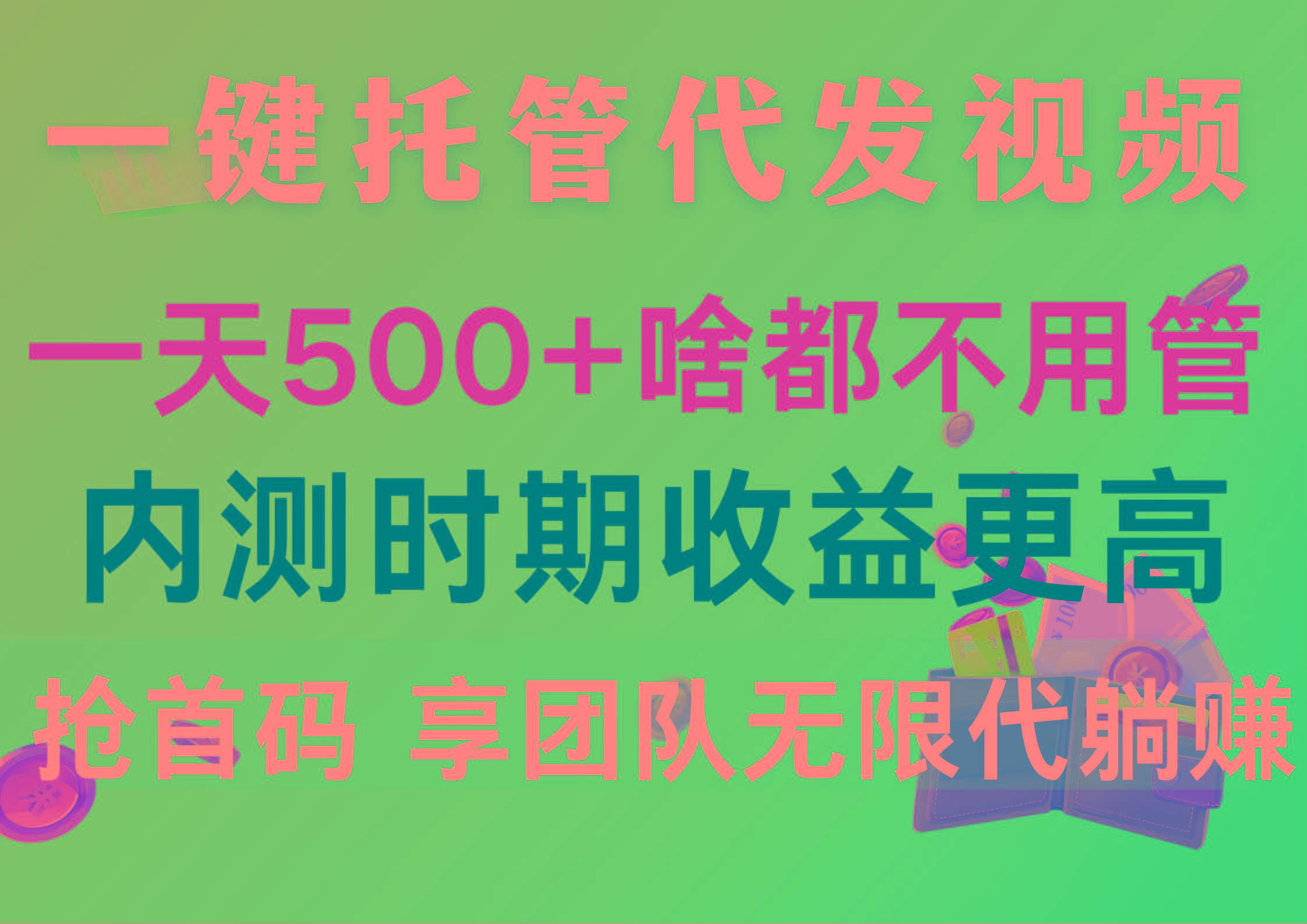 一键托管代发视频，一天500+啥都不用管，内测时期收益更高，抢首码，享…-随风资源网