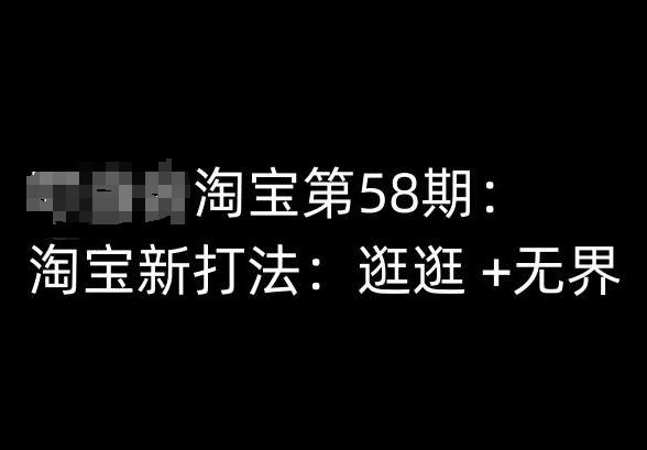 淘宝第58期培训课程，淘宝新打法：逛逛 +无界-随风资源网