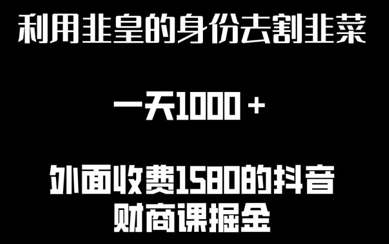 利用非皇的身份去割韭菜，一天1000+(附详细资源)【揭秘】-随风资源网