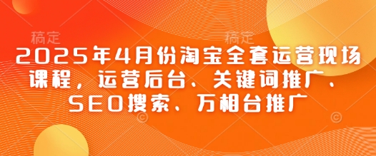 2025年4月份淘宝全套运营现场课程，运营后台、关键词推广、SEO搜索、万相台推广-随风资源网