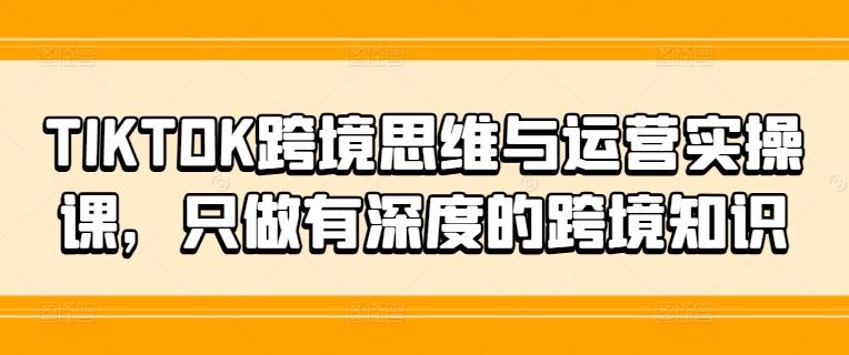 TIKTOK跨境思维与运营实操课，只做有深度的跨境知识-随风资源网