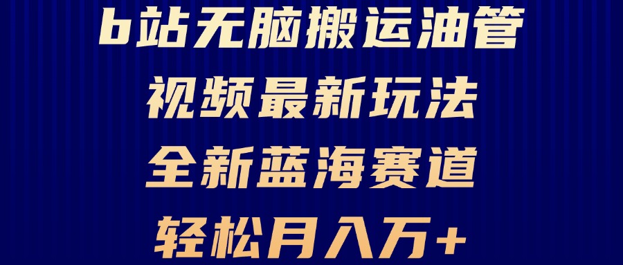 B站无脑搬运油管视频最新玩法，轻松月入过万，小白轻松上手，全新蓝海赛道-随风资源网
