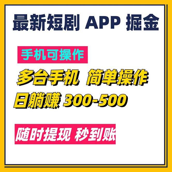 最新短剧app掘金/日躺赚300到500/随时提现/秒到账-随风资源网