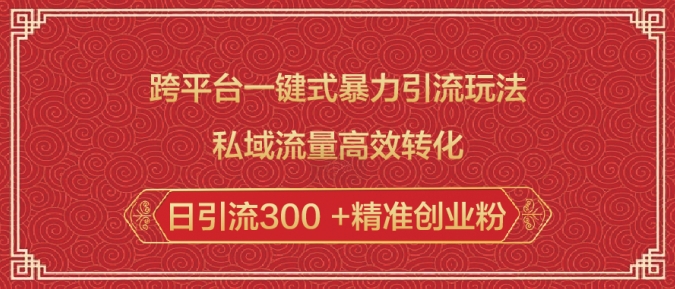 跨平台一键式暴力引流玩法，私域流量高效转化日引流300 +精准创业粉-随风资源网