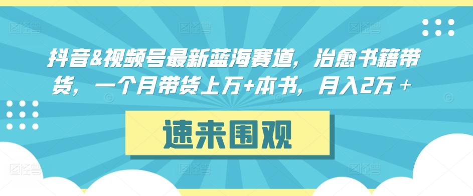 抖音&视频号最新蓝海赛道，治愈书籍带货，一个月带货上万+本书，月入2万＋【揭秘】-随风资源网