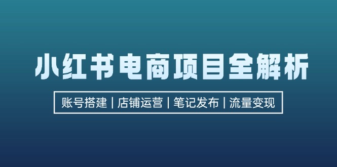 小红书电商项目全解析，包括账号搭建、店铺运营、笔记发布  实现流量变现-随风资源网