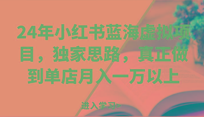 24年小红书蓝海虚拟项目，独家思路，真正做到单店月入一万以上。-随风资源网