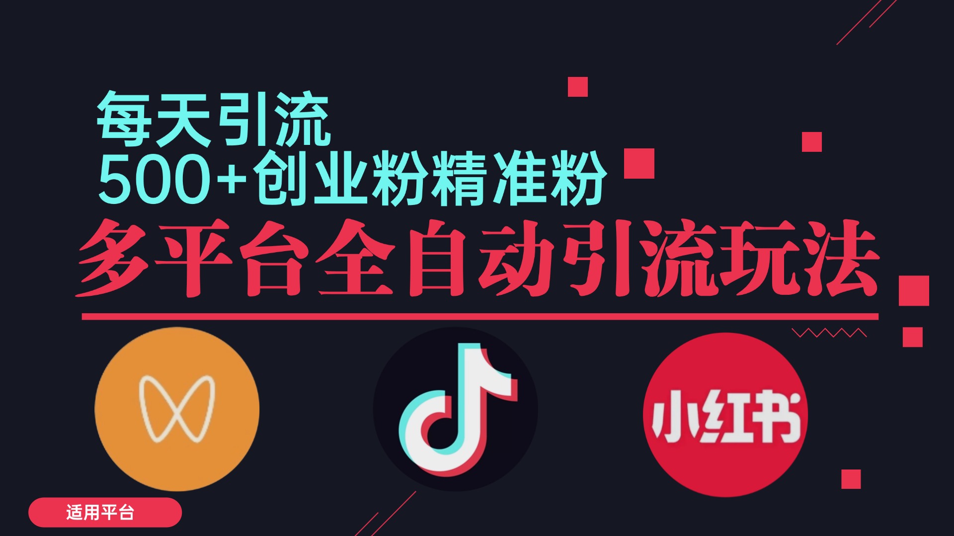 小红书抖音视频号截流自热全平台引流打法，全自动引流【日引2000+精准…-随风资源网