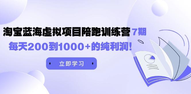 (9541期)黄岛主《淘宝蓝海虚拟项目陪跑训练营7期》每天200到1000+的纯利润-随风资源网