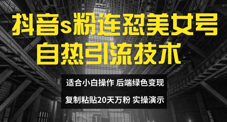 抖音s粉连怼美女号自热引流技术复制粘贴，20天万粉账号，无需实名制，矩阵操作【揭秘】-随风资源网