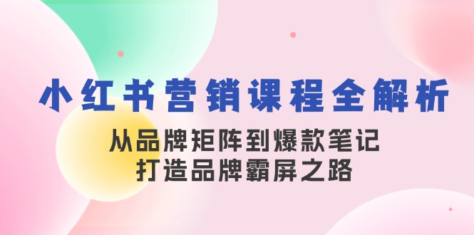 小红书营销课程全解析，从品牌矩阵到爆款笔记，打造品牌霸屏之路-随风资源网