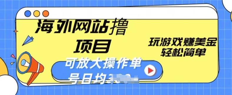海外网站撸金项目，玩游戏赚美金，轻松简单可放大操作，单号每天均一两张【揭秘】-随风资源网