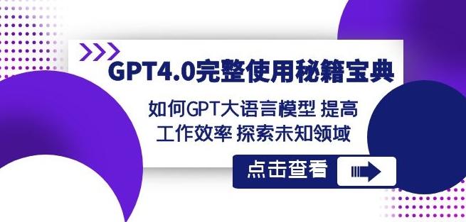 GPT4.0完整使用-秘籍宝典：如何GPT大语言模型提高工作效率探索未知领域-随风资源网