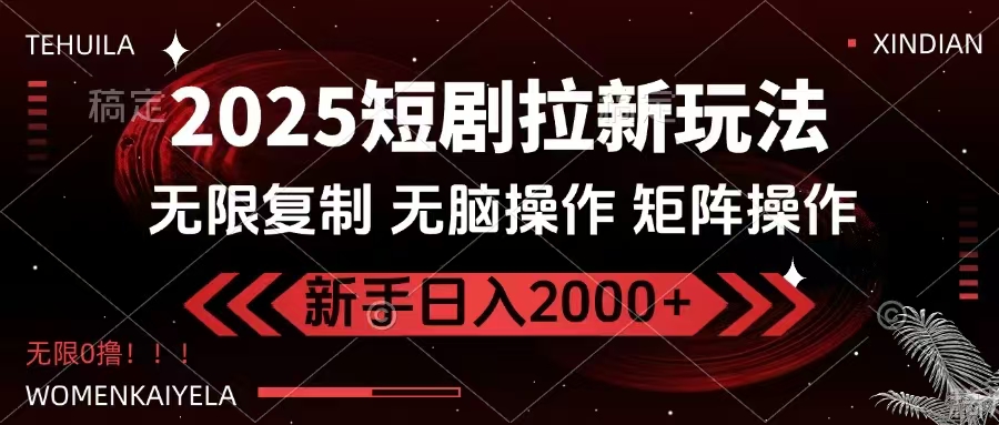 2025短剧拉新玩法，无需注册登录，无限0撸，无脑批量操作日入2000+-随风资源网