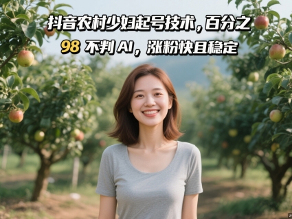 抖音农村少妇起号技术，百分之98不判AI，涨粉快且稳定-随风资源网