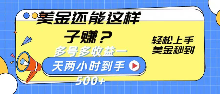 美金还能这样子赚？轻松上手，美金秒到账 多号多收益，一天 两小时，到手500+-随风资源网
