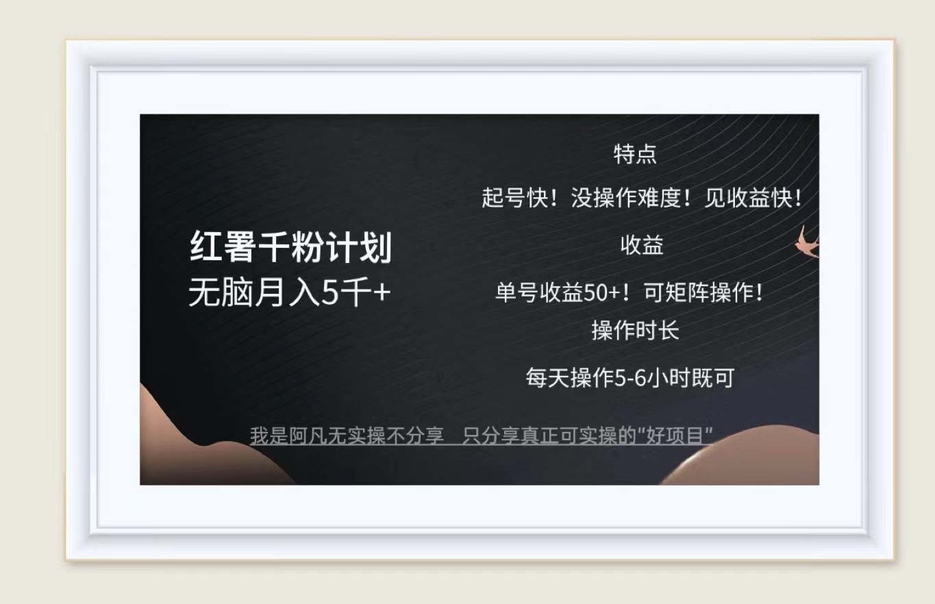 红薯千粉计划无脑月入5千+！既做既赚！-随风资源网