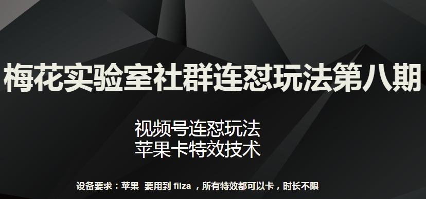 梅花实验室社群连怼玩法第八期，视频号连怼玩法 苹果卡特效技术【揭秘】-随风资源网