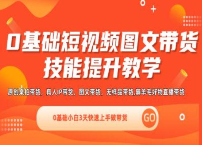 0基础短视频图文带货实操技能提升教学(直播课+视频课),0基础小白3天快速上手做带货-随风资源网