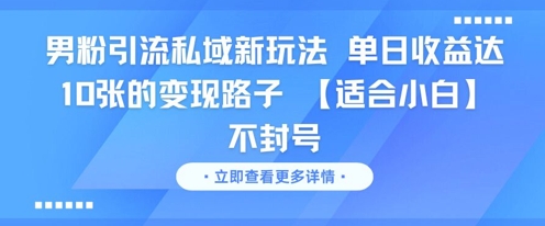 男粉引流私域新玩法，单日收益达10张的变现路子 【适合小白】不封号-随风资源网
