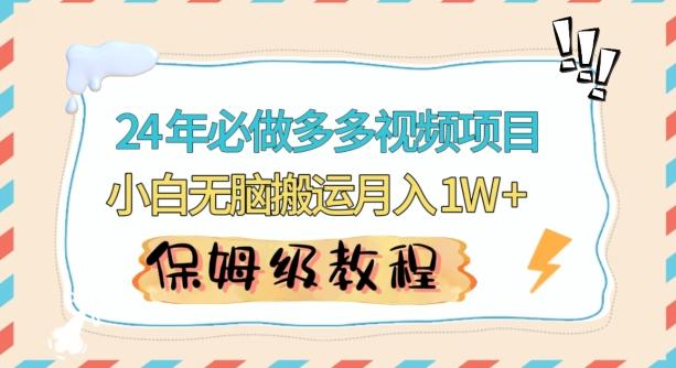 人人都能操作的蓝海多多视频带货项目，小白无脑搬运月入10000+【揭秘】-随风资源网