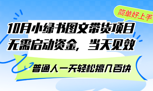 10月份小绿书图文带货项目 无需启动资金 当天见效 普通人一天轻松搞几百块-随风资源网