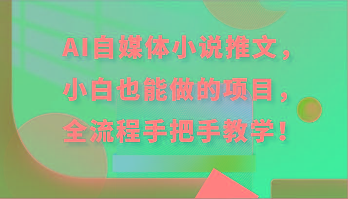 AI自媒体小说推文，小白也能做的项目，全流程手把手教学！-随风资源网